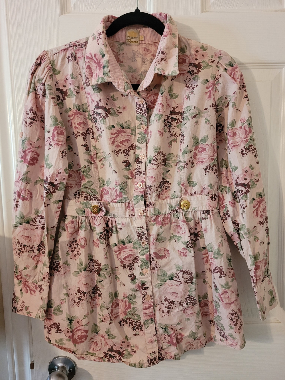 Poema - Vintage Style Floral Button-Front Peplum Shirt / Jacket